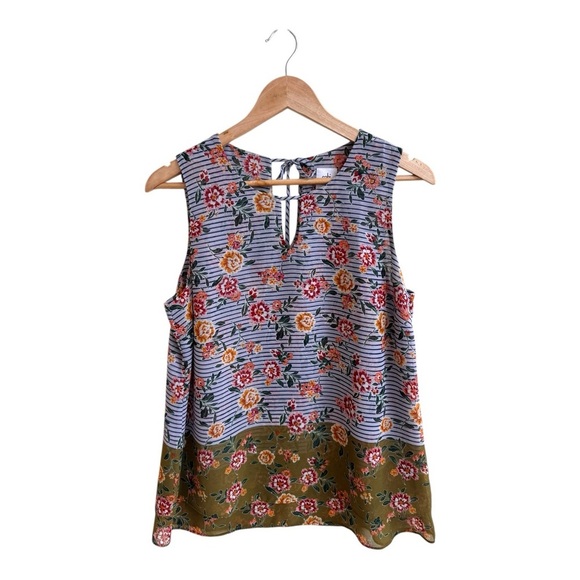 CAbi Multicolor Floral 5354 Penelope Sleeveless Tank Keyhole Neck Womens Size M - Picture 1 of 12
